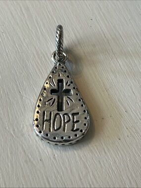 Brighton HOPE charm or pendant silver-plated teardrop shaped